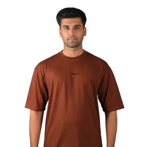 drop shoulder brown t shirt